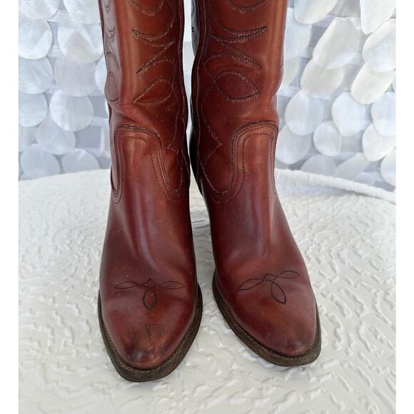 Frye Womens 8 True Vintage 70’s Western Cowgirl Cowboy Boots Redwood USA MADE - Picture 4 of 16